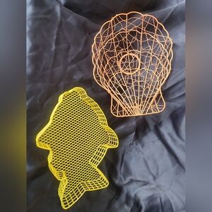 2 - Vintage 1990's Metal Wire Mesh Fish Knick Knack Trinket Baskets